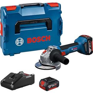 Bosch Professional 18V System Smerigliatrice angolare a batteria GWS 18V-8 (diametro disco 125 mm, incl. 2 batterie GBA 5.0Ah, caricabatteria GAL 18V-40, L-BOXX)