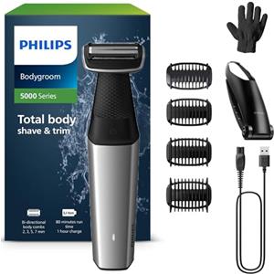 Philips Bodygroom Series 5000 Rifinitore per inguine e corpo impermeabile, rasatura precisa e confortevole, cura del corpo completa (compresa la schiena), 60 minuti di autonomia, modello BG5021/16