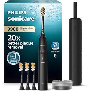 Philips Sonicare DiamondClean 9900 Prestige- Spazzolino elettrico con tecnologia SenseIQ e app, 5 modalità di pulizia, 3 livelli di intensità, custodia da viaggio per la ricarica, nero, HX9992/43