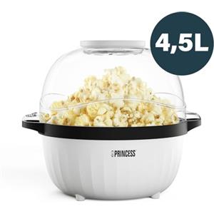 Princess Macchina per Popcorn, 4,5 L, Mescolatore Integrato, Coperchio Trasparente, Vassoio per Burro, Ciotola Reversibile, Facile da Pulire, Salvaspazio, Piedini Antiscivolo, 450 W, 292980