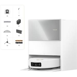 DREAME Aqua10 Ultra Roller Complete Robot Aspirapolvere, Autopulizia Rullo, Supera Ostacoli da 8cm, Auto-Svuotamento, Aspirazione 30.000 Pa, Evita Oltre 240 Oggetti, Controllo Vocale Intelligente