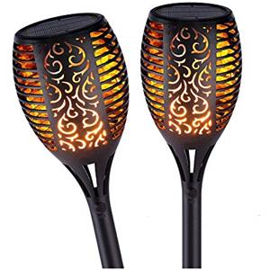 GRIFEMA DG2001, Luci Solari Esterno con Torcia a LED, Lampada Fiamma Decorativa per Giardino, 2 Pezzi