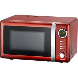 MELISSA 16330109 Classico Forno Design retrò, Struttura in Metallo, 20 Litri, 700 Watt microonde, Timer, 5 Livelli di Potenza, Rosso Metallizzato