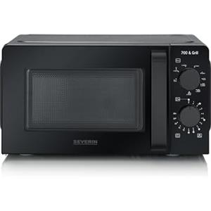 SEVERIN Microonde con funzione grill, per sbrinamento e riscaldamento, microonde con grill e 9 livelli di potenza, nero, 700 W, capacità 19 l, MW 9182