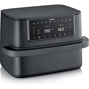 SEVERIN Friggitrice ad Aria Calda Max Zone Flex, 2600W, 9 Litri, Cestello Divisibile, Display Touch, 10 Programmi, Funzione Essiccatore, Sync Cook e Finish, 45,3 x 34,1 x 29,8 cm, Nero - FR 9599