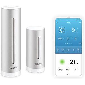 Netatmo Stazione meteo intelligente: WiFi, wireless, sensore interno ed esterno, previsioni del tempo, Amazon Alexa e Apple HomeKit, igrometro, qualità dell'aria, NWS01-EC, nero