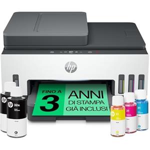 HP Smart Tank 7605 28C02A, Stampante Multifunzione a Colori, Serbatoio d'Inchiostro ad Alto Volume di Stampa, Fino a 12000 Pagine (Nero) e 8000 Pagine (Colore), F/R Automatica, Wi-Fi, Grigia