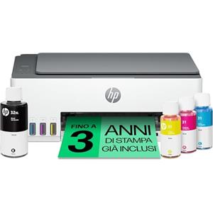 HP Smart Tank 5105 1F3Y3A, Stampante Multifunzione A4 con serbatoio di inchiostro ad alto volume di stampa, stampa fronte/retro manuale, scansione, copia, 22 ppm, USB, Wi-Fi, Smart, Bianca