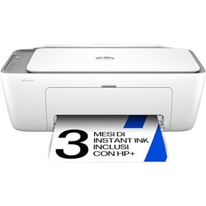 HP DeskJet 2820e 588K9B, Stampante Multifunzione a Getto d'Inchiostro A4 a Colori, Fronte e Retro Manuale, 7,5 ppm, Wi-Fi, Smart, 3 Mesi di Inchiostro Instant Ink Inclusi, Bianca
