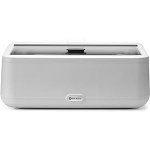 HENDI Scaldavivande, UNIQ, Buffet server, chafing dish, elettrico, sistema di bagnomaria, 12,5L, 220V, 700W, 607x402x(H)245mm, vetro temperato, acciaio inox, Alu, PP, bianco