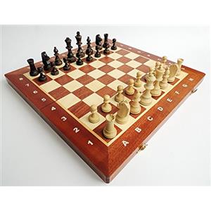 Master of Chess Scacchiera in Legno da Torneo 42 cm - Intarsiato Scacchiera Portatile - Grandi Set di Scacchi Pieghevoli per Bambini e Adulti - Con Figure STAUNTON NO.4