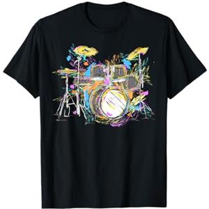 Batterista Batteria Tamburi Regali Batte L'arte astratta tamburi musicista banda musicale trono drums Maglietta