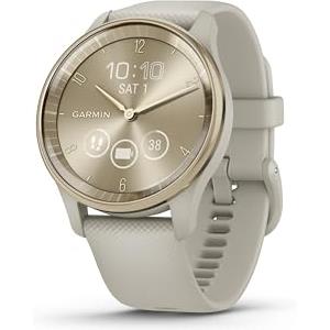 Garmin vívomove Trend, Smartwatch ibrido, Cassa 40mm, Touchscreen LCD e Lancette, Notifiche, Pay, Cardio, SpO2, GPS connesso, Monitoraggio 24/7, Sleep Score (Cream Gold & French Grey)