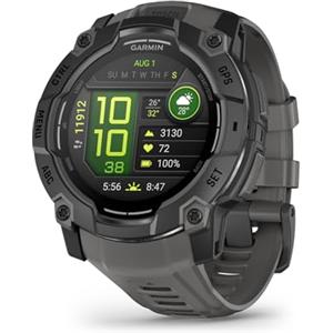 Garmin Instinct 3, Smartwatch, 50mm, Display AMOLED 1,3", Lunetta in metallo, 10ATM, GPS Multi-band, Torcia LED, 90+ App per lo Sport, Pay, Connect IQ, Autonomia 24 giorni (Black & Charcoal)