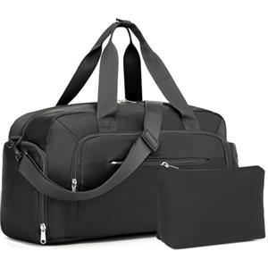 KONO Borsone da Viaggio, 47x25x20 cm Borsa Weekend con Scomparto Scarpe, Borsa Parto Ospedale Mamma, Borsone Palestra Donna Uomo, Borsa Viaggio Ryanair (Nero)