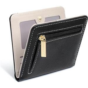 Pomelo Best Portafoglio da Donna Piccolo, Portafogli con Blocco RFID, Mini Portafoglio in Pelle PU, Design Elegante Stampa, Leggero e Pratico per la Vita Quotidiana e Viaggi (Nero)