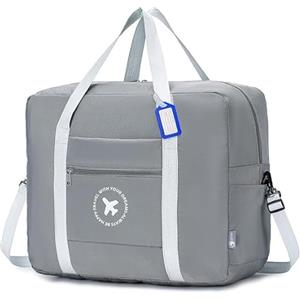 BAGZY Bagaglio a Mano Easyjet 45x36x20 Borsone da Viaggio Impermeabile Borsa da Cabina Borsa Aereo Borsa Palestra Piccola 20L Pieghevole Borsone Viaggio Borsa Sportiva per Weekend Uomo Donna Grigio