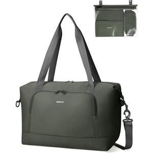 ECOHUB Borsone da Viaggio Pieghevole, Borsa da Viaggio Resistente All'acqua 40x30x20 per Ryanair, Bagaglio a Mano con Tasca Rimovibile per Oggetti Bagnati per Donna e Uomo,24L Verde Militare