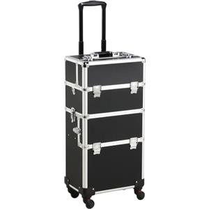 Yaheetech Valigia Trolley Make Up 3 in 1 Porta Trucchi per Estetista Professionale Grande Beauty Case da Viaggio con Ruote Girevoli 36 x 24 x 78 cm Nero