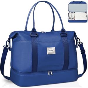 BAGAIL Borsone da Viaggio Extra Large, Borsa da Fine Settimana per Donna, Palestra, Notte, Tote Con Tasca Bagnata, per Mamma Ospedaliera, Lavoro e Consegna - Blu Navy