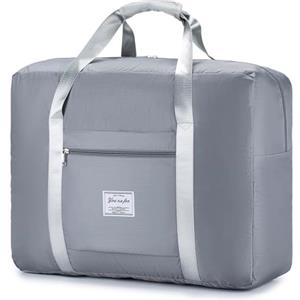 KSIBNW Bagaglio a Mano Ryanair 55x40x20cm, Borsone da Viaggio 45L Grandi Pieghevole Leggero, Borsa Palestra Impermeabile Grigio Borsa da Cabina Borsa Sportiva Borsa per Weekend Unisex