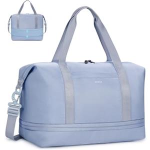 ECOHUB EHOHUB Borsone da Viaggio Pieghevole, Borsa da Viaggio Resistente All'acqua 40x30x20 Per Donna e Uomo, Bagaglio a Mano per Ryanair con Tasca Bagnata per Palestra, Aereo, Weekend, Grigio