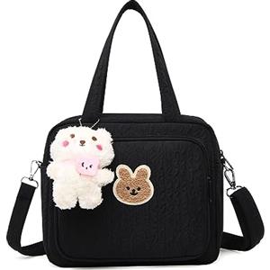 Balakaka Carino Borsa Bebè per Donne, Cartone animato Borsa Portatile e Leggera Isolamento Termico Borsa a Tracolla per Viaggi, Zainetto Fasciatoio Multifunzione Borsa Bebè Nero 2