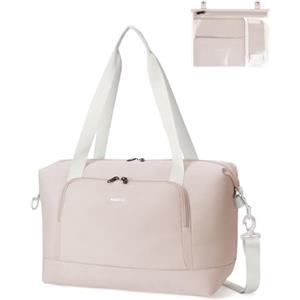 ECOHUB Borsone da Viaggio Pieghevole, Borsa da Viaggio Resistente All'acqua 40x30x20 per Ryanair, Bagaglio a Mano con Tasca Rimovibile per Oggetti Bagnati per Donna e Uomo,24L Beige