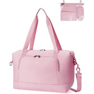 ECOHUB Borsone da Viaggio Pieghevole, Borsa da Viaggio Resistente All'acqua 40x30x20 per Ryanair, Bagaglio a Mano con Tasca Rimovibile per Oggetti Bagnati per Palestra, Aereo, Weekend,24L Rosa