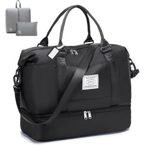 BAGROUPS Bagaglio a Mano Easyjet 45x36x20 Borsone da Palestra con Scomparto Scarpe 32L Impermeabile Borsone Viaggio Grande Borsa Neonato Organizer Borsa per Lavoro Gym Ospedale Donna Uomo Nero