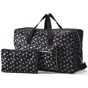 Arxus Grande Borsone Pieghevole da Borsone da Trasporto con Borsa da Viaggio e Tracolla (Cane Nero)