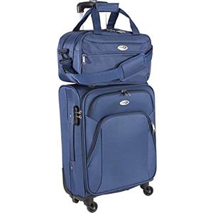 CABIN GO 5550 Set da 2, Valigia Trolley Leggero morbido con ruote girevoli 55x40x20 con Borsone Piccolo Cabin Size 40x25x20