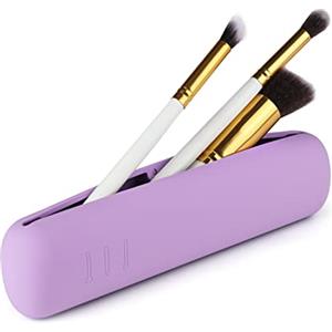 CORNERIA Porta Pennelli da Trucco in Silicone, Supporto per Pennelli da Trucco con Chiusura Magnetica,Custodia da Viaggio per Pennelli da Trucco,per Viaggi d'Affari, Viaggi(Viola)