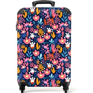 NoBoringSuitcases.com bagaglio a mano, trolley, valigia da 10 kg, rigida, leggera, valigie da viaggio per cabina, aereo, con 4 ruote girevoli, manico estensibile, 55x40x20 cm, Motivo floreale colorato