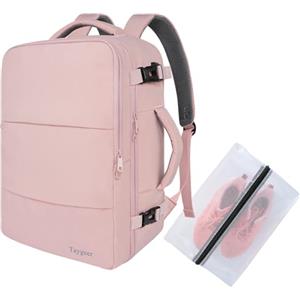 Taygeer Zaino da Viaggio Donna 45x36x20 per Easyjet Cabin Bag, Bagaglio a Mano Zaino da Viaggio Aereo con Porta Scarpe, Impermeabile Zaini Porta PC Donna 15.6 Pollici per Scuola Lavoro Trekking, Rosa