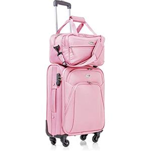 CABIN GO CABIN 5550 Set da 2 Valigie Trolley Leggero con Bagaglio a mano Borsone Piccolo Cabin Size - Trolley morbido con ruote girevoli 55x40x20 e Bagaglio a Mano 40x25x20