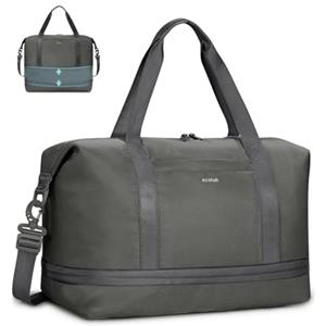 ECOHUB EHOHUB Borsone da Viaggio Pieghevole, Borsa da Viaggio Resistente All'acqua 40x30x20 Per Donna e Uomo, Bagaglio a Mano per Ryanair con Tasca Bagnata per Palestra, Aereo, Weekend, Verde