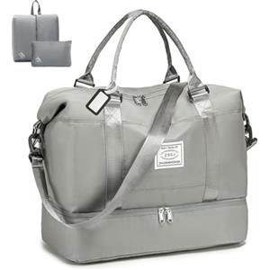 BAGROUPS Bagaglio a Mano Easyjet 45x36x20 Borsone da Palestra con Scomparto Scarpe 32L Impermeabile Borsone Viaggio Grande Borsa Neonato Organizer Borsa per Lavoro Gym Ospedale Donna Uomo Grigio