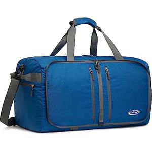 G4Free Borsone pieghevole da 40 l/65 l, zaino da viaggio idrorepellente, borsa leggera per il trasporto durante la notte, weekender, sport, uomini e donne, Blu scuro, 65L