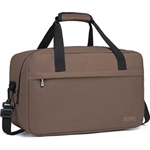 KONO 35x20x20cm Borsa da Viaggio Leggero Palestra Borsone da Viaggio con Tracolla (Marrone)