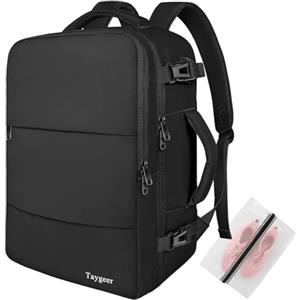 Taygeer Zaino da Viaggio 55x35x25 Compatibile con Air France, Zaino Bagaglio a Mano Leggero 50L per PC 18.4 Pollici con Portascarpe, Zaini Porta PC per Viaggio Lavoro Trekking Scuola, Nero
