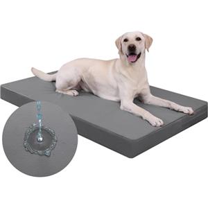 Favodormir Impermeabile Cuccia Cane Interno ed Esterno,Ortopedica Cuscino Cane in Ecopelle,Sfoderabile e Lavabile,Materassino per Cani Taglia Grande e Media, Letto per Cani,Grigio, 88x55x7cm
