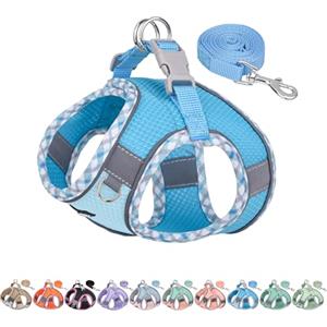 AIITLE Pettorina per cani anti-fuga, gilet anti-tiro con guinzaglio, strisce riflettenti, imbracature regolabili per animali domestici all'aperto per cani di taglia media, Blu XXXS