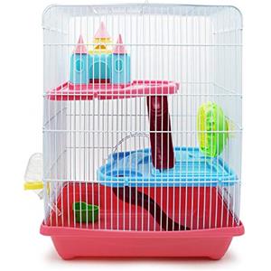 BPS BUENA PET SHOP BPS Chalet Cage House per Criceti con Mangiatoia Abbeveratoio Wheel House Il Colore Speciale Viene Inviato a Caso 35 x 26 x 46 cm BPS-1342