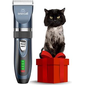 Oneisall Kit di Toelettatura per Gatti a Pelo Lungo - Tosatrice Silenziosa a 2 Velocità, Tagliacapelli Cordless a Basso Rumore per Cani e Animali (Blu)