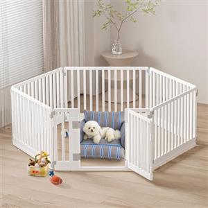Gupamiga Recinto per Cani Cuccioli da Interno o Esterno, Box per Cani, Gabbia per Cuccioli con Cancelletto, Solido e Smooth, Installazione Semplice, Bianco 178 x 153 cm