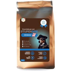 STUPENDOG Crocchette Cani Maiale 3kg per Cani Adulti Taglia Medio/grande in Mantenimento - Croccantini cane - Cibo per cani