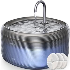 FEELNEEDY Fontanella per Gatti Silenziosa FEELNEEDY 3,2L con Luci a LED Fontana Gatti con Rubinetto Distributore d'Acqua Gatti o Cani Ben Costruita in ABS, Estetica Curata, con 3 Filtri e Adattatore