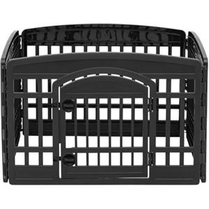 Iris Ohyama, Recinto per Cani da Interno, Plastica, Parco, Per Cucciolo, Gatti, Animali domestici, Interni, Esterni, Gabbia, Cuccia, Canile, A60cm/4 Pannelli, Nero, CI-604E
