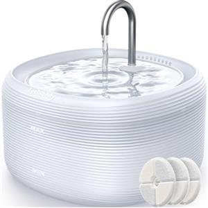 FEELNEEDY Fontanella per Gatti Silenziosa FEELNEEDY 3,2L con Luci a LED Fontana Gatti con Rubinetto Distributore d'Acqua Gatti o Cani Ben Costruita in ABS, Estetica Curata, con 3 Filtri e Adattatore